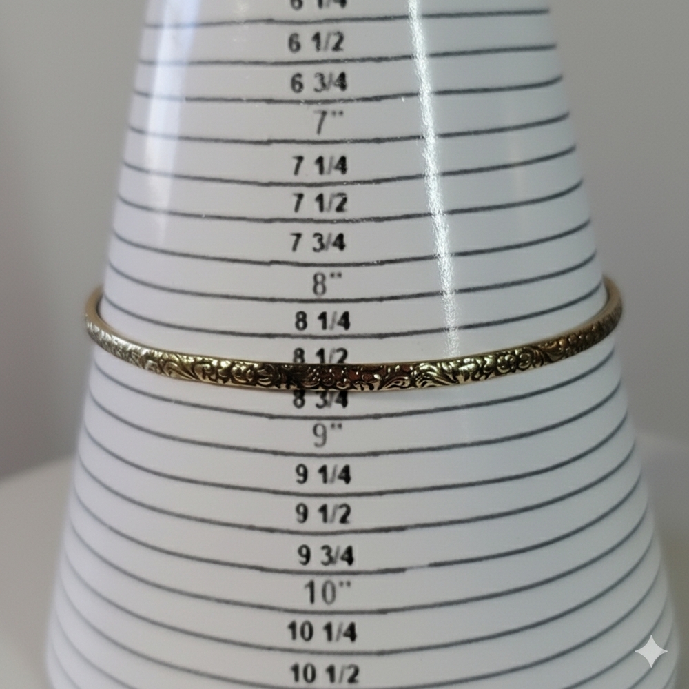 Floral 8.5" Sterling Silver 925 Bangle Bracelet Vermil Gold Plated Vintage Art - Picture 8 of 8